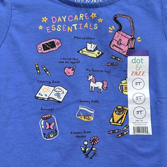 NEW Girls Size 5T "Daycare Essentials" Purple Shirt dot & ZAZZ Toddler Top - Picture 4 of 8